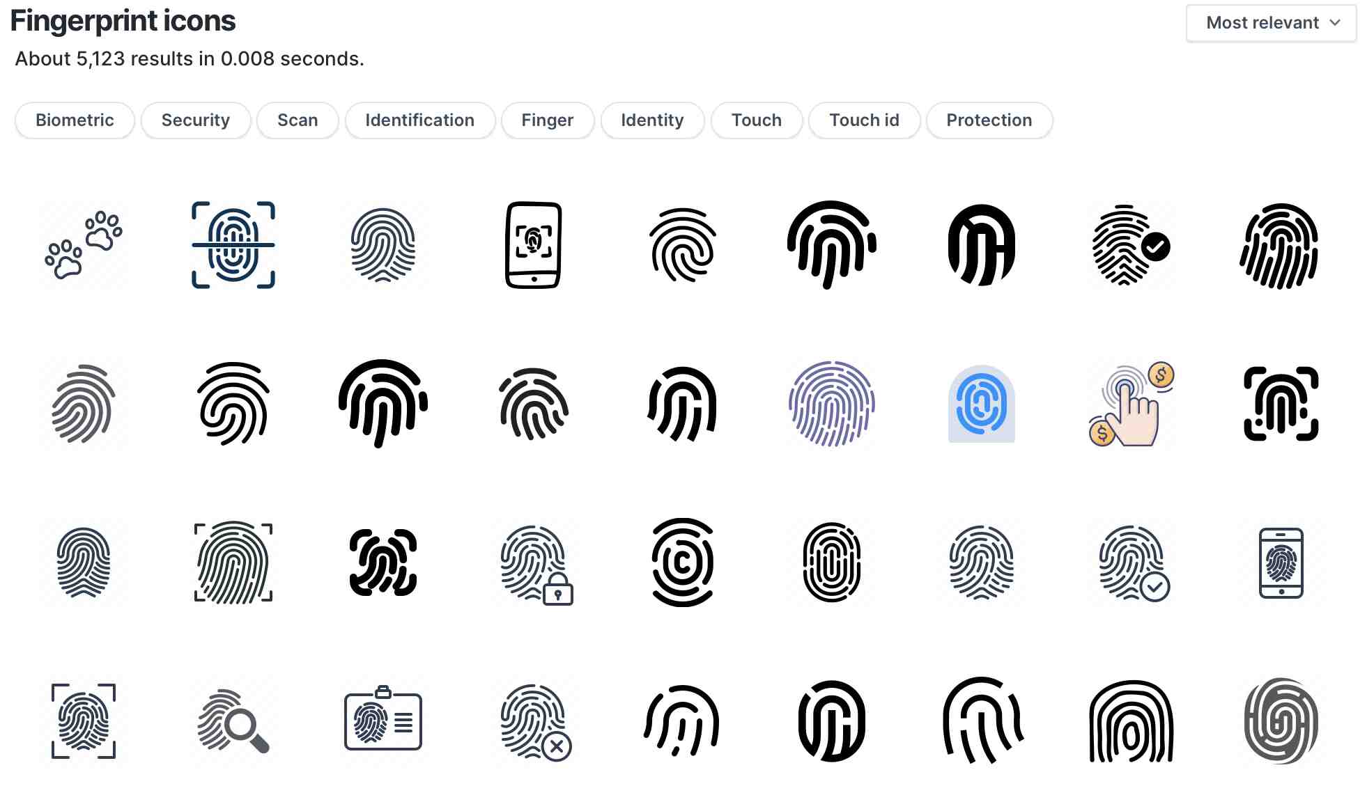 Fingerprint icon results on iconfinder.com