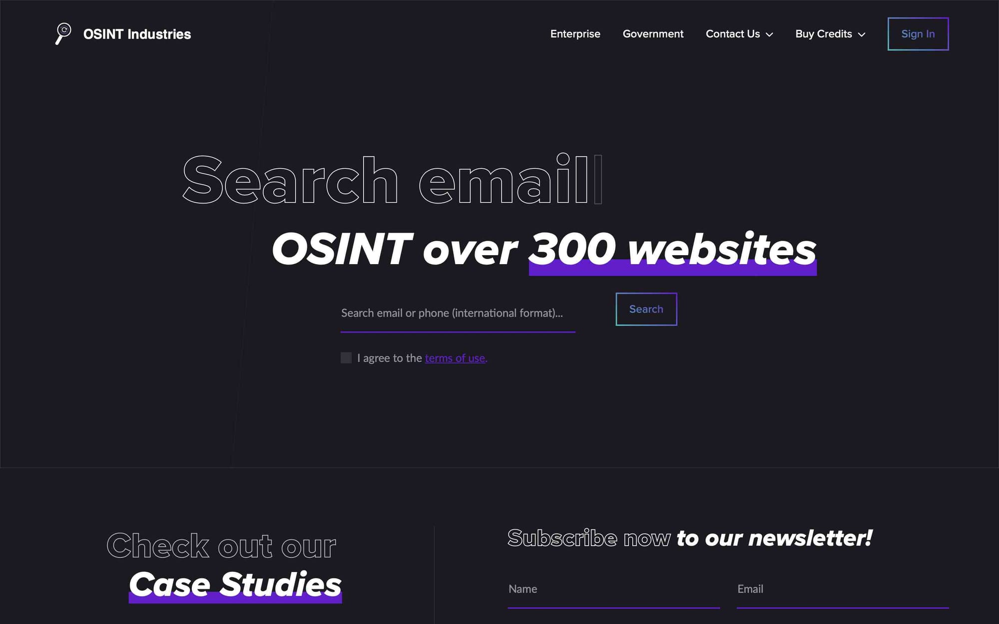 OSINT Industries website